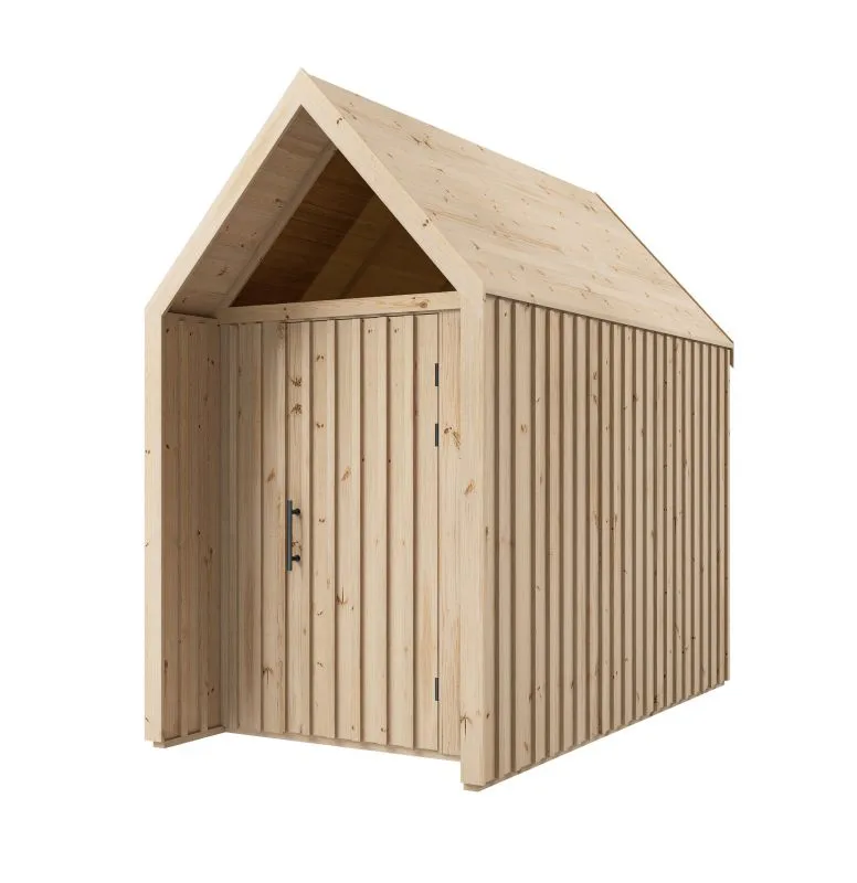 Abri de jardin / 1 baie vitrée / Dimensions extérieures : 162,4 x 285,7 cm / Naturel / Surface au sol : 4,50 m² / Style scandinave / Malmö 32 / Toit à deux versants / Bois d'épicéa