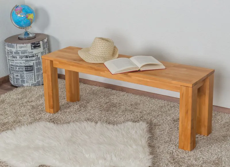 Banc en hêtre massif cœur | 120 x 33 cm | Design moderne et robuste | Finition naturelle
