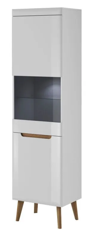 Vitrine Cathcart 10 | 6 compartiments | Chêne Riviera et blanc | 197 x 53 x 40 cm