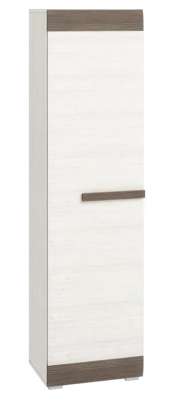 Armoire Knoxville 03 | 1 porte, 5 étagères | Pin blanc/gris | 202 x 54 x 42 cm