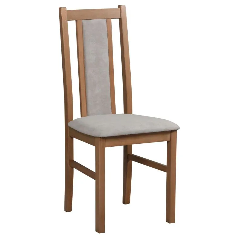 Chaise réversible en bois de hêtre noyer clair | Dossier partiellement rembourré | Assise grise confortable | Mousse T-25 | Grand confort
