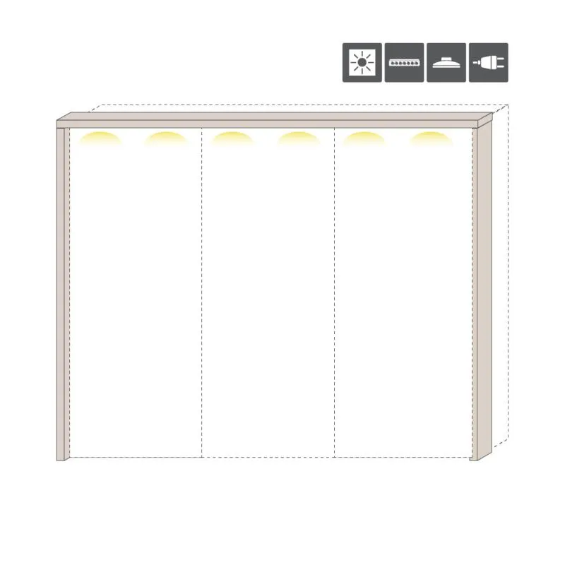 Cadre LED pour Armoire à portes coulissantes / Penderie Neiafu 95 et 96, couleur : cachemire