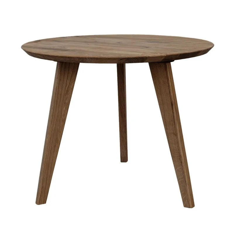 Table basse ronde Erdre 03 | 50 cm diamètre | Chêne massif tabac huilé | 3 pieds | 50 x 50 x 41,5 cm