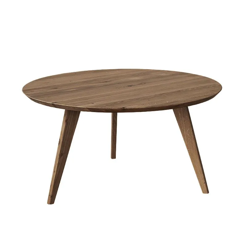 Table basse ronde en chêne massif | 90 cm diamètre | Finition Tabacco | Erdre 04 | 90 x 90 x 48 cm