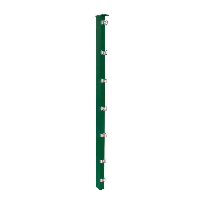 Poteau de clôture Mod. S, Finition: revêtement vert, Pour hauteur de clôture: 83 cm, Longeur: 88,5 cm, Points de fixation: 5