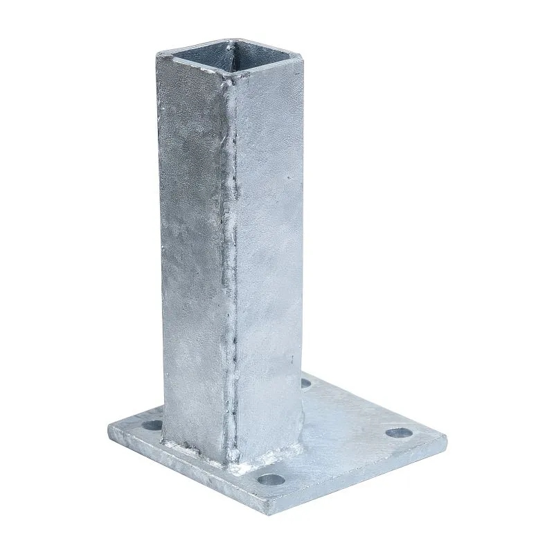 Embase pour poteau - côté mur, galvanisée - Dimensions: 100 x 100 mm