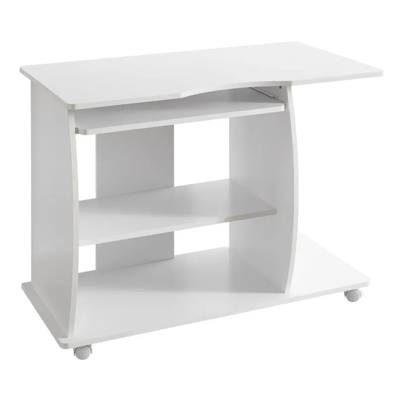 Bureau compact Apolo 140 blanc | Avec roulettes verrouillables | 48 x 90 cm
