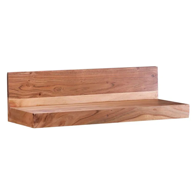 Étagère murale en bois massif d’acacia | Finition artisanale unique | 17 x 60 x 23 cm | Brun naturel