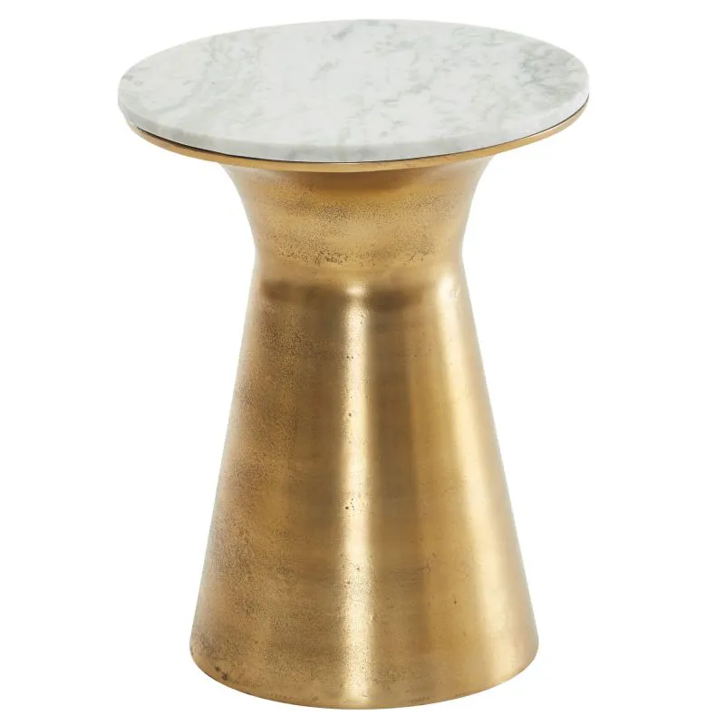 Table de salon ronde en marbre, couleur : aspect marbre / or - dimensions : 35 x 35 x 45 cm (L x P x H)