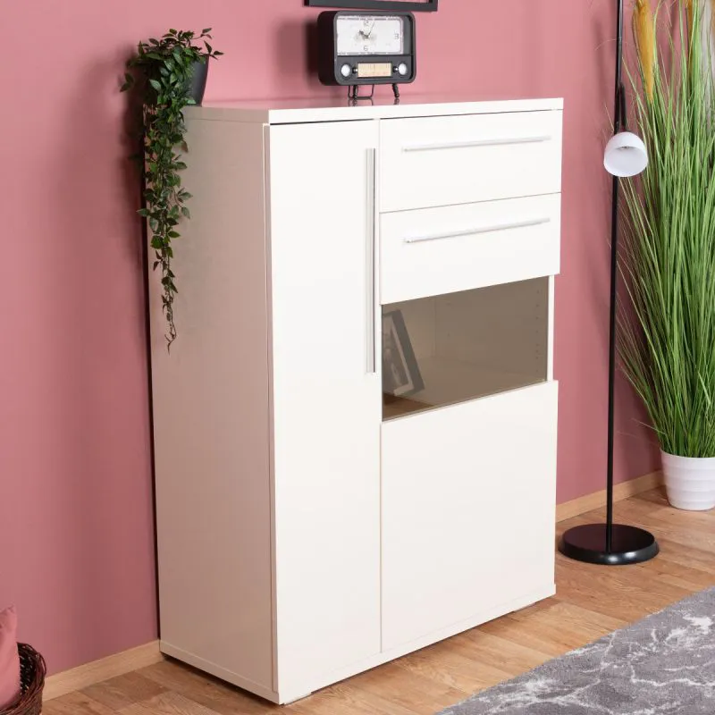 Vitrine Garim 15 | Blanc brillant | 123 x 90 x 40 cm | Design moderne et finitions haut de gamme