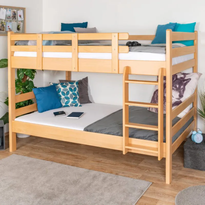 Lit superposé 120 x 190 cm Easy Premium Line K24/n | Hêtre massif laqué naturel | Séparable en 2 lits