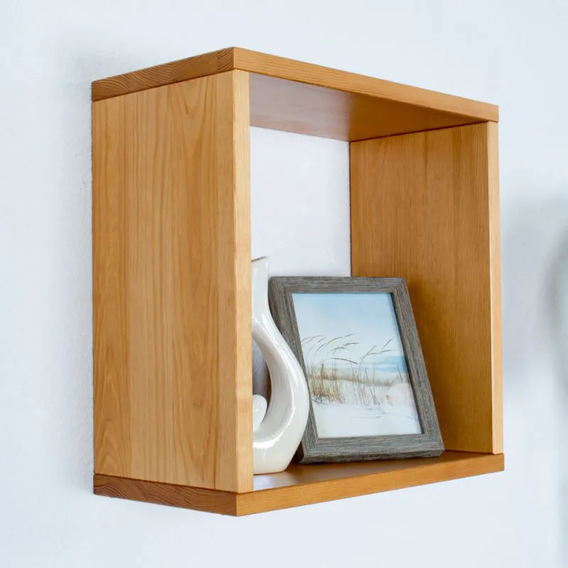 Étagère murale en pin massif finition érable Junco 291A | 40 x 40 x 20 cm | Design moderne et robuste