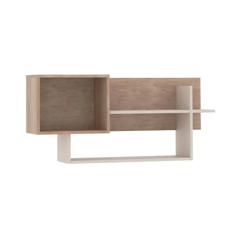 Étagère murale suspendue Fafe 24 | 1 niche ouverte | 2 tablettes | Kaschmir & Chêne Cremona | effet bois | panneau mural