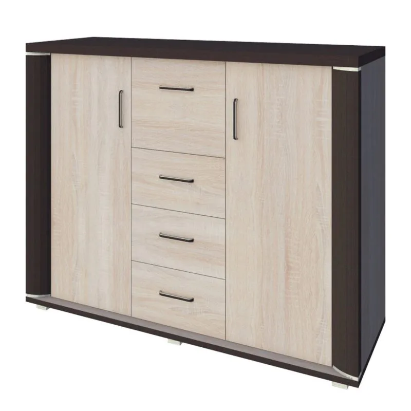 Commode Aitape 45 | chêne foncé / clair | 105 x 135 x 40 cm | Rangement spacieux