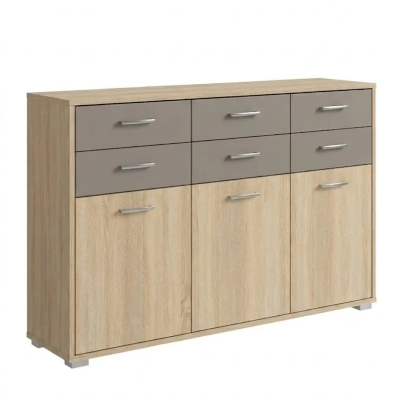 Commode Ciomas 03 | chêne Sonoma / gris | 104 x 130 x 40 cm | Design moderne et espaces de rangement