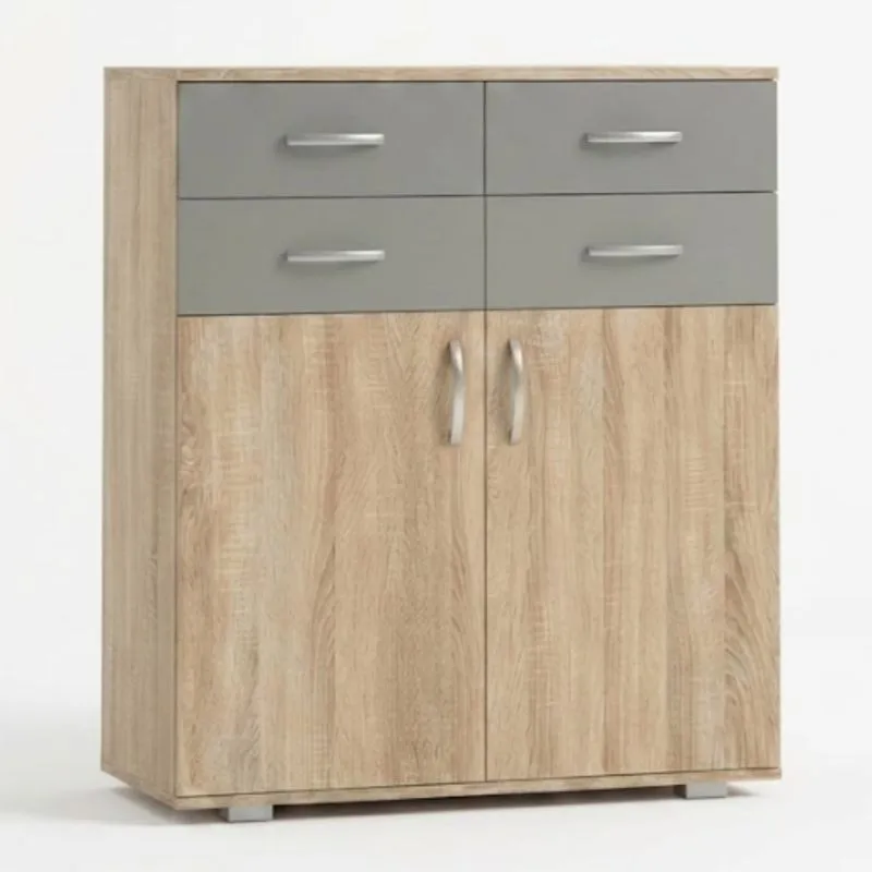 Commode Ciomas 05 | chêne Sonoma / gris | 104 x 90 x 40 cm | Rangement moderne