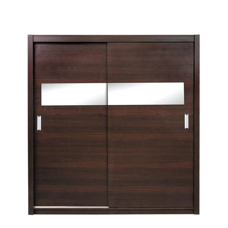 Armoire penderie portes coulissantes Sepatan 06 | wengé | 210 x 170 x 60 cm | miroir intégré