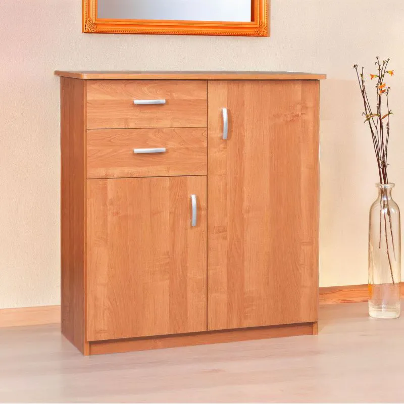 Commode Kebumen 24 aulne | 2 portes, 2 tiroirs, 3 étagères | 89 x 84 x 38 cm | Style moderne et pratique