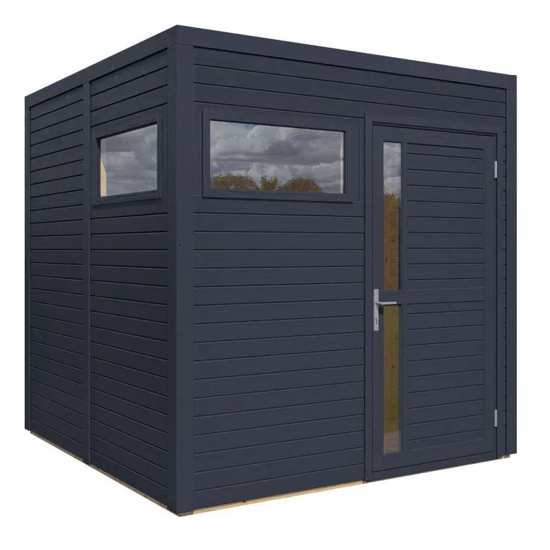 Abri de jardin en bois avec plancher, avec toit plat, 2,26 x 2,34 mètres, cabane de jardin en Anthracite - 19 mm maison de jardin en éléments
