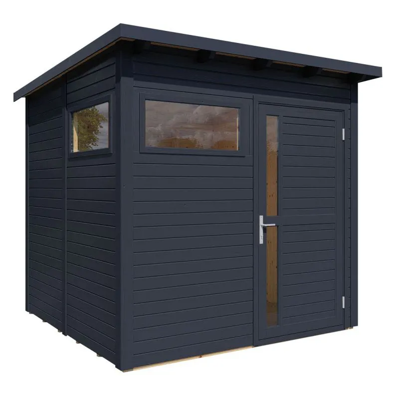 Abri de jardin à toit plat, plancher inclus, Anthracite, abri de jardin en éléments, surface au sol : 5,10 m².