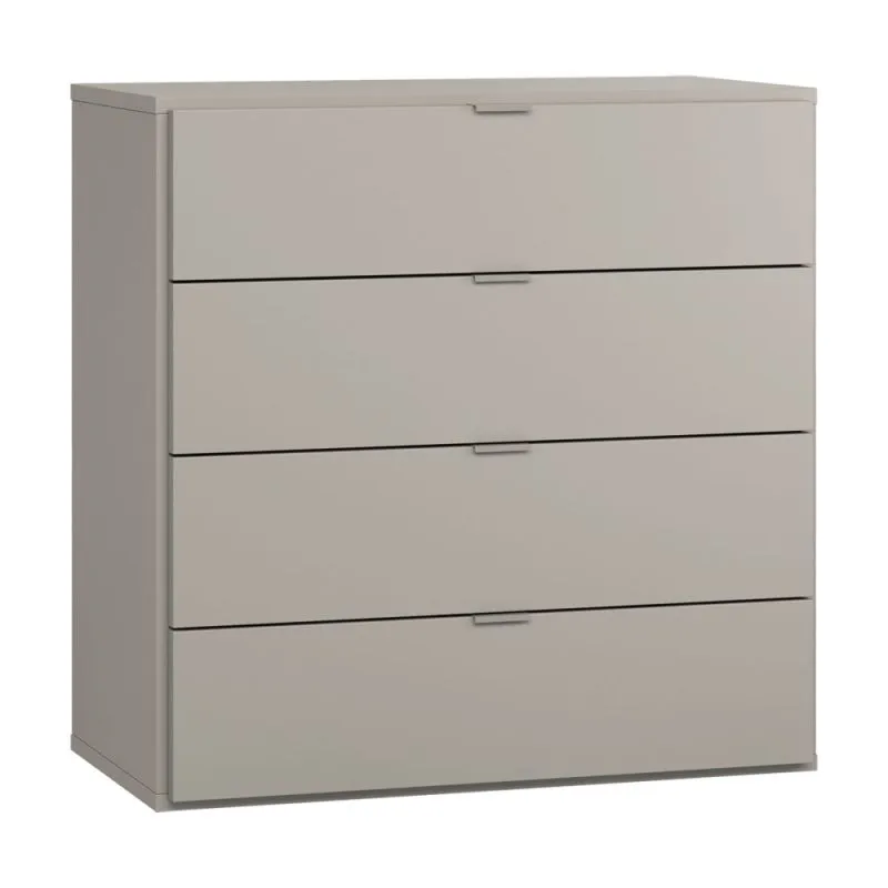 Commode grise design Bentos 07 | 4 tiroirs | LED intégrée | Soft-Close | 92 x 90 x 47 cm