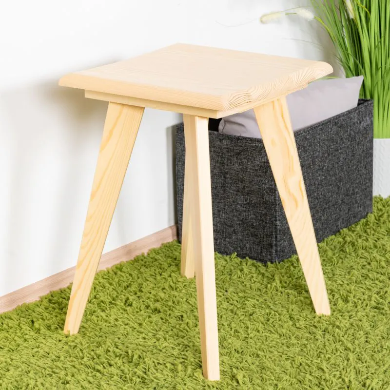 Tabouret en pin massif naturel Aurornis 66 | Design moderne | 45 x 32 x 32 cm | Grande stabilité
