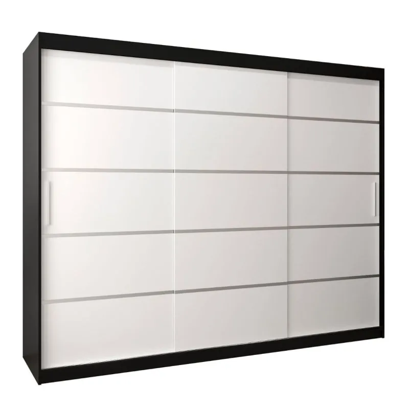 250 cm de large Armoire avec 10 casiers et 3 portes | Couleur: Noir Abbildung