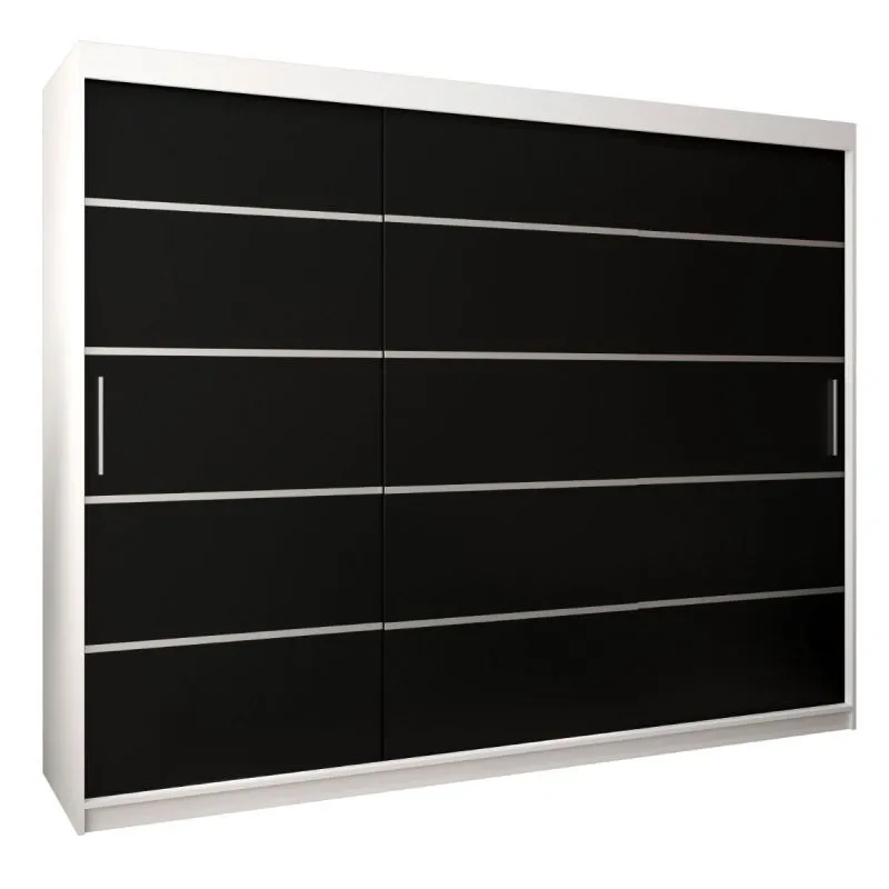 250 cm de large Armoire avec 10 casiers et 3 portes | Couleur: Blanc / Noir Abbildung