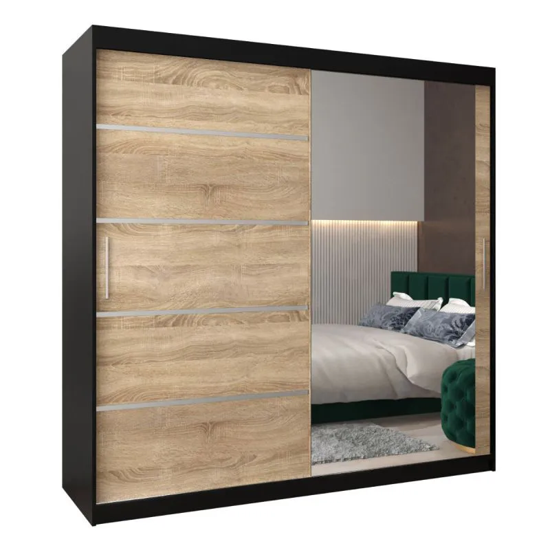 200 cm de large Armoire avec 10 casiers et 2 portes | Couleur: Noir Abbildung