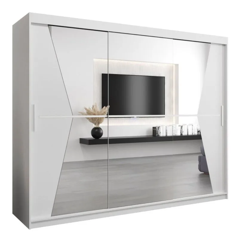 250 cm de large Armoire avec 10 casiers et 3 portes | Couleur: Blanc Abbildung