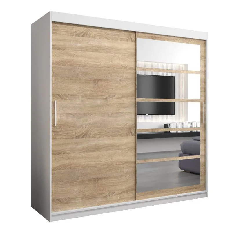 200 cm de large Armoire avec 10 casiers et 2 portes | Couleur: Chêne Sonoma / Blanc Abbildung
