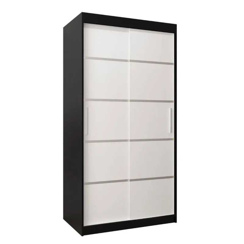 100 cm de large Armoire avec 5 casiers et 2 portes | Couleur : Blanc / Noir Abbildung