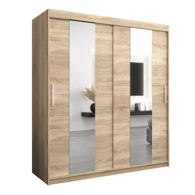 180 cm de large Armoire à portes coulissantes avec 10 casiers et 2 portes | Couleur: Chêne Sonoma | Laminée Abbildung