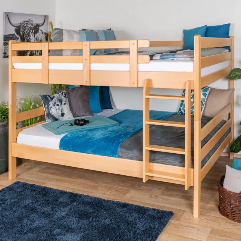 Lit superposé pour adultes | pour jusqu'à 4 personnes | 160 x 190 cm | Bois massif Hêtre | Laqué Naturel | transformable | Qualité Premium Abbildung