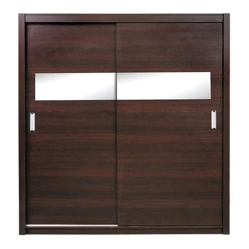 170 cm de large Armoire à portes coulissantes avec 2 portes | 6 casiers | tringle à vêtements | Couleur: Optique-Wengé Abbildung