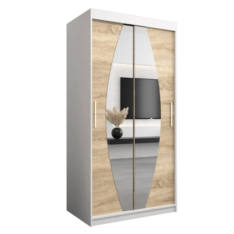 1 mètre de large Armoire avec 2 portes | Couleur : Chêne Sonoma / Blanc Abbildung