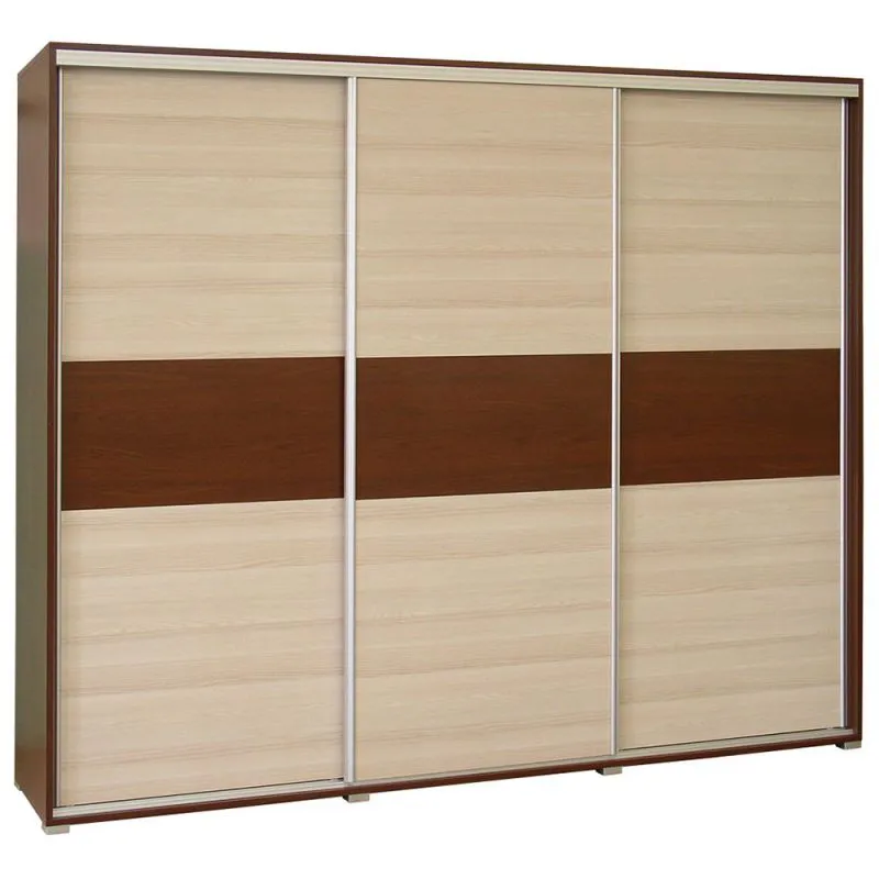 250 cm de large Armoire à portes coulissantes avec 3 portes | 6 casiers | 3 tringles à vêtements | Couleur: Noisette Abbildung