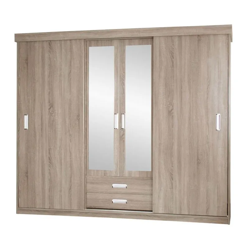 250 cm de large Armoire avec 4 portes, 5 casiers et 2 tiroirs | Couleur: Chêne Sonoma  | Profondeur: 62 cm Abbildung