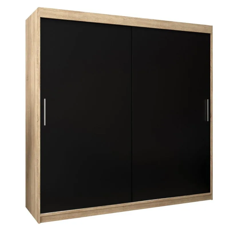 200 cm de large Armoire à portes coulissantes avec 2 portes | 10 casiers | 2 tringles à vêtements | Couleur: Chêne Sonoma Abbildung