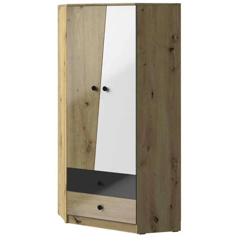 87 cm de large Armoire avec 2 portes, 4 casiers et 2 tiroirs | Couleur: Chêne | Profondeur: 87 cm Abbildung