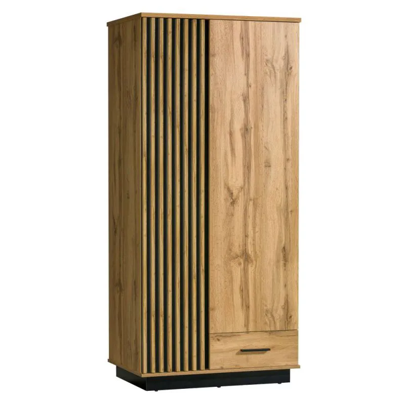 90 cm de large Armoire avec 2 portes | Couleur: Chêne / Noir Abbildung