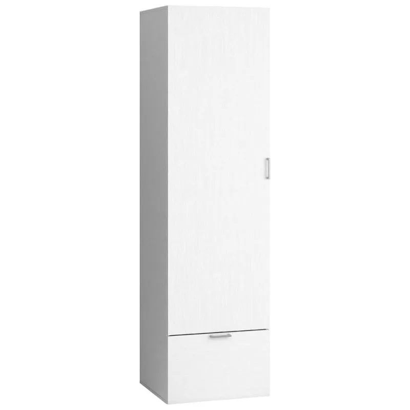 Étroite Armoire | 1 porte battante | 1 tiroir | 58 cm de large | Couleur: Blanc Abbildung