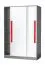 Chambre d'adolescents - Armoire à portes coulissantes / armoire Olaf 13, couleur : anthracite / blanc / rouge, partiellement massif - 191 x 120 x 60 cm (h x l x p)