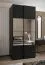 Penderie / Armoire à portes coulissantes / 6 compartiments / Miroir / 245,5 x 100 x 64 cm / 2 portes coulissantes / 2 tringles à vêtements / Soft-Close / Couleur : Noir