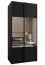 Penderie / Armoire à portes coulissantes / 6 compartiments / Miroir / 245,5 x 100 x 64 cm / 2 portes coulissantes / 2 tringles à vêtements / Soft-Close / Couleur : Noir