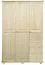 Armoire | 3 portes battantes | 4 tiroirs | 3 casiers | avec tringle à vêtements | 135 cm de large | Bois massif | Couleur: Naturel Abbildung