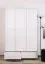 Armoire | 3 portes battantes | 2 tiroirs | 4 casiers | avec tringle à vêtements | 117 cm de large | Bois massif | Couleur: Blanc Abbildung
