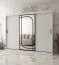 Penderie / Blanc mat / 3 portes / 10 compartiments / 250 x 62 x 200 cm / Miroir décoratif / 2 tringles à vêtements / Armoire à portes coulissantes / Finition haut de gamme