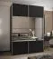 Penderie / Armoire à portes coulissantes / 245,5 x 180 x 64 cm / 2 tringles à vêtements / 2 portes coulissantes / 11 compartiments / Miroir / Soft-Close / Couleur : Noir