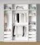 Armoire ouverte / Large / 3 tringles à vêtements / Couleur : Blanc / 3 tiroirs intérieurs / 4 compartiments / Dimensions : 206 x 55 x 234 cm / 2 étagères en bois